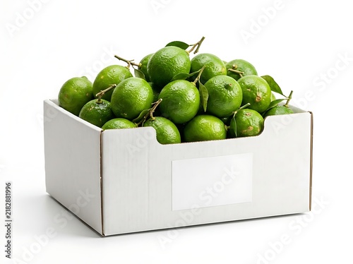 Fresh green apples in a cardboard box