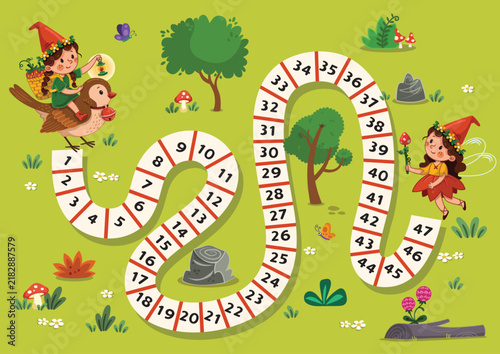 Woodland Fairy Roll & Move Board Game – Counting Game for Kids