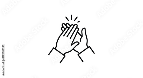 Bild auf Leinwand Clapping hands illustration displays a simple line drawing on a white background
