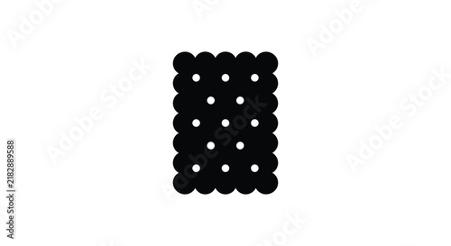 Bild auf Leinwand Black silhouette of a biscuit with circular indentations on a white background