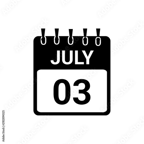July 03 Calendar date Vector icon Illustration. Day calendar with date July 03.Checklist day calendar.