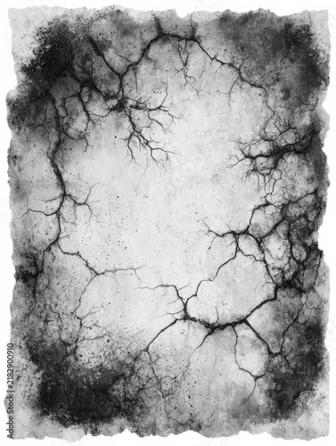Abstract cracked surface with a dark grungy frame and weathered look. Great for Halloween graphics, rustic packaging, urban street art, and spooky social media posts.