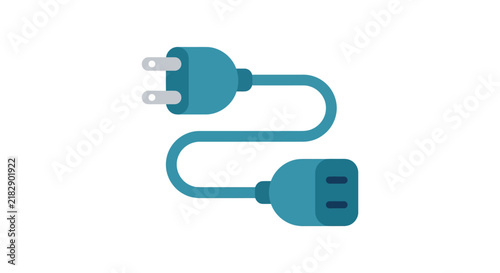 Bild auf Leinwand Electric power cord with two plugs is a flat vector illustration on a white back