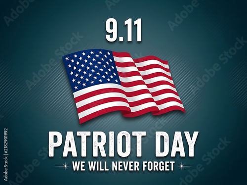 Emotional patriotic tribute poster for september eleventh with american flag waving proudly