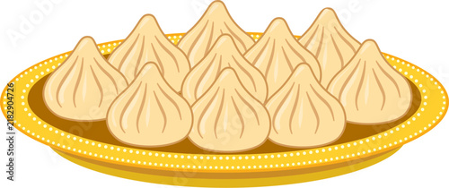 Modak plate vector illustration for Ganesh Chaturthi festival celebration