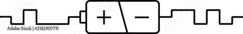 Battery icon with digital pulse lines, symbol of energy and power