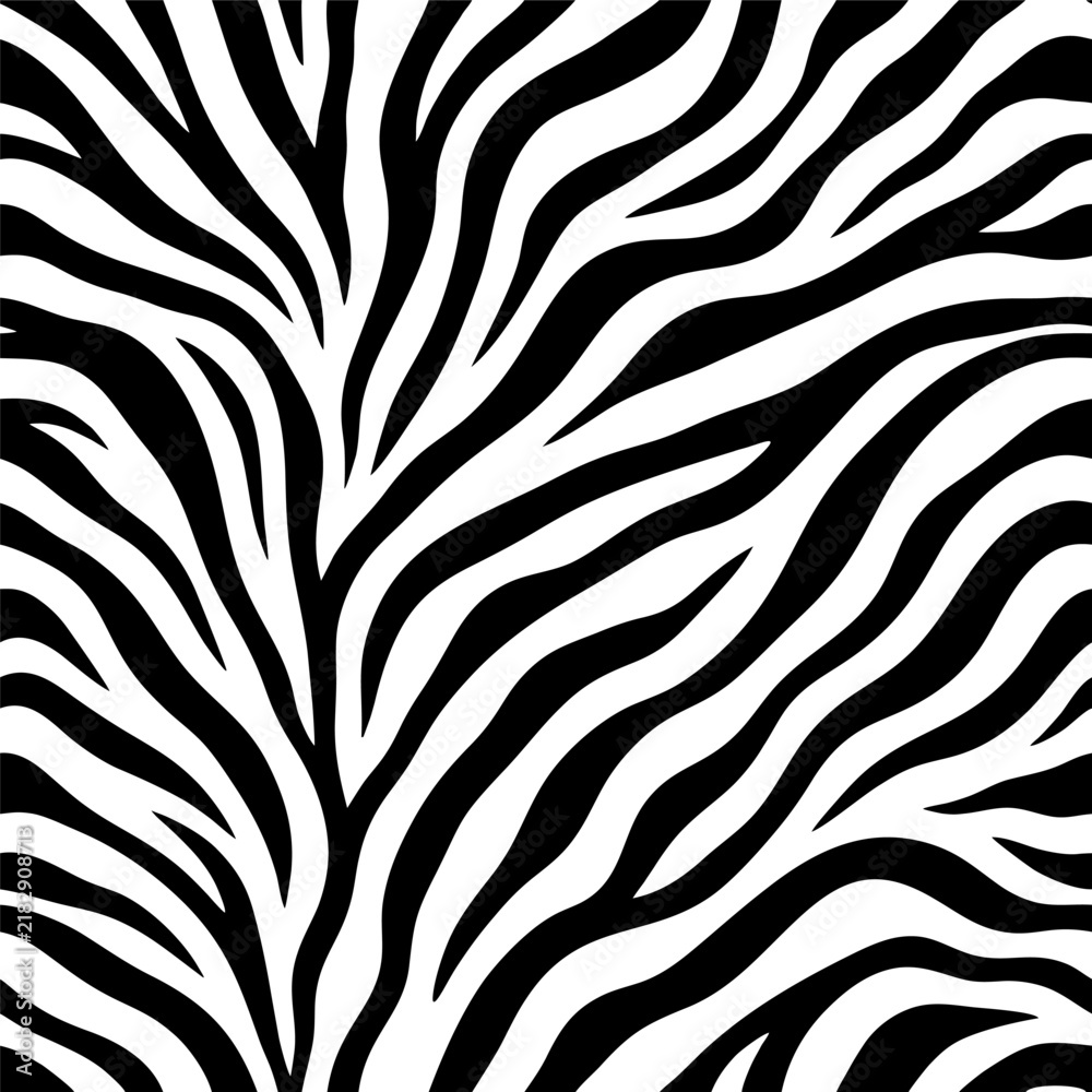 Obraz premium Seamless zebra stripe pattern background in black and white, abstract animal print texture for fashion, wallpaper, wrapping paper and textile design