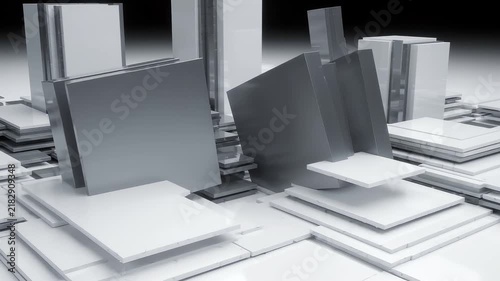 Exploration of a complex arrangement of geometric shapes and surfaces in a digital environment