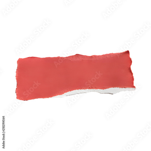 Ripped Red Paper Piece with Realistic Texture on Transparent Background