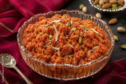 Festive Carrot Halwa With Pistachio and Almond Garnish