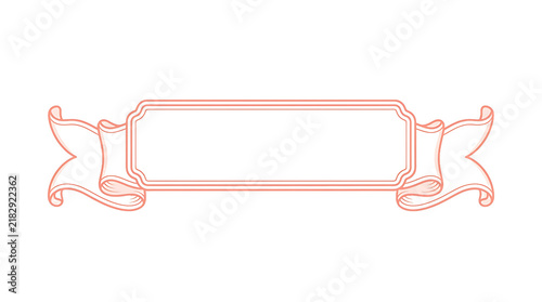 Decorative vintage style ribbon banner outline for text labels isolated on transparent background