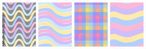 Colorful Abstract Wave Pattern Designs With Soft Pastel Backgrounds