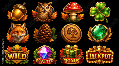 Autumn Casino Slot Game Elements Set