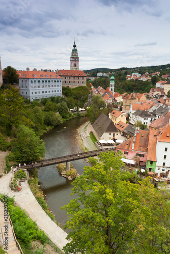 Bild auf Leinwand Cesky Krumlov in Czech Republic is a popular tourist destination with a river an