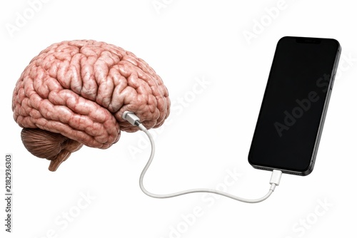 Naklejka Smartphone Charging Human Brain