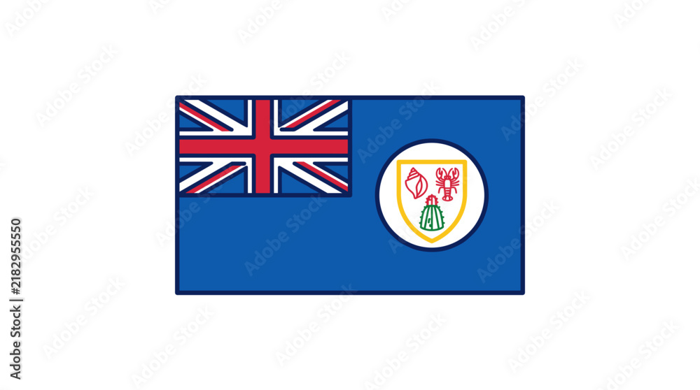 Fototapeta premium The flag of Turks and Caicos Islands, featuring the Union Jack in the canton and the territory's coat of arms.