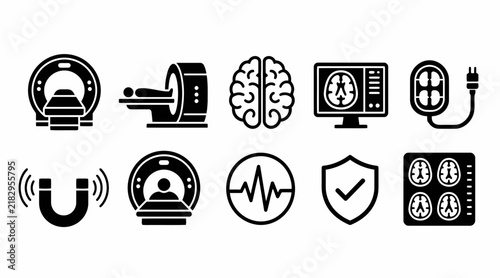 Radiology and high-tech diagnostic medical icon set.