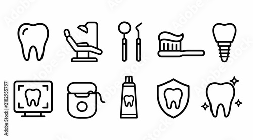 Oral hygiene and dental health icon collection.