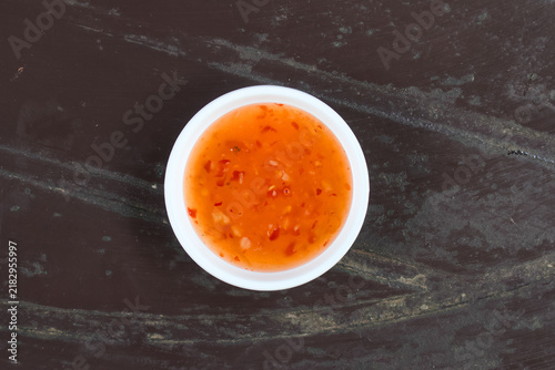 Thai Sweet Chili Sauce in a White Dip Dish