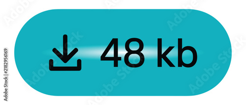 Cuadro en lienzo Download Button with File Size: A clear, round teal button displays a download icon and the text 48 kb, indicating a file size for download