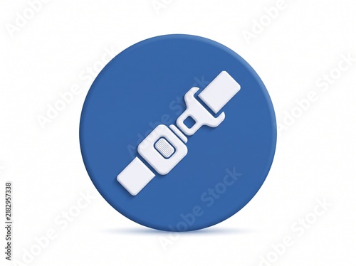 3D Rendered Seat Belt Safety Icon Sign Featuring a Secure Buckle Fastened Symbol for Automotive Transportation and Passenger Protection Blue Circle Graphic