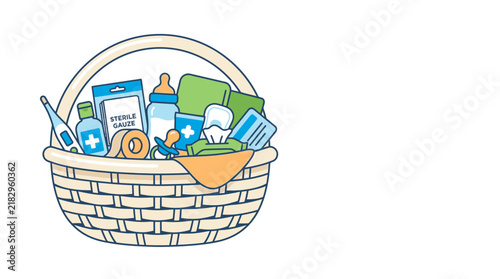 Baby Care Kit Basket Illustration - Isolated Objects