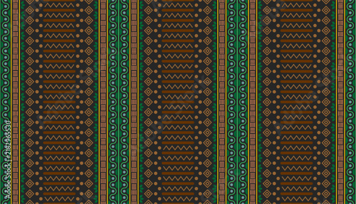 African Tribal Stripe Pattern With Zigzag Motif And Geometric Border Design