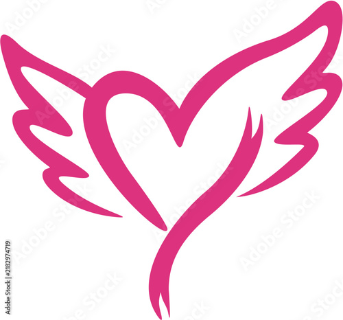 Foto Heart with Wings Symbol for Love Care and
