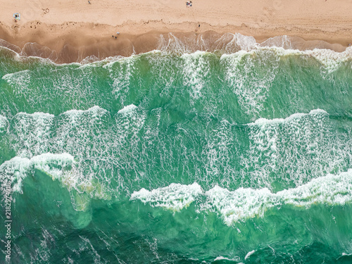 Obraz na plátně Tempestuous summer waves rising on the Baltic Sea, Poland.