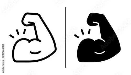 фотографія Strong Muscle Arm Flexing Icon Stroke and Fill Vector Set