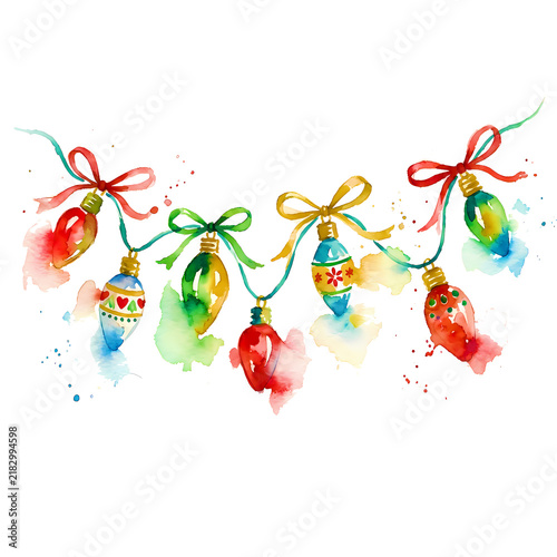 Beautiful Christmas Decoration Collection with Festive Ornaments and Elegant Watercolor Holiday Details