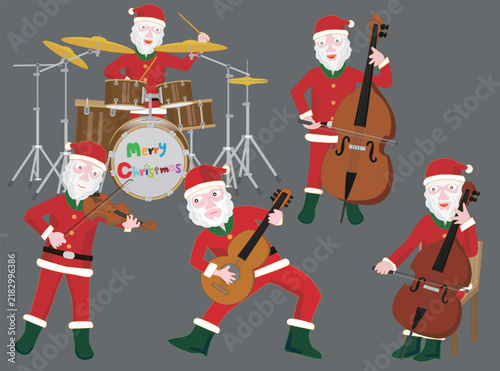 クリスマスにサンタクロースがコンサートを開いている。