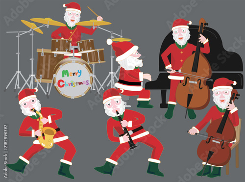 クリスマスにサンタクロースがコンサートを開いている。
