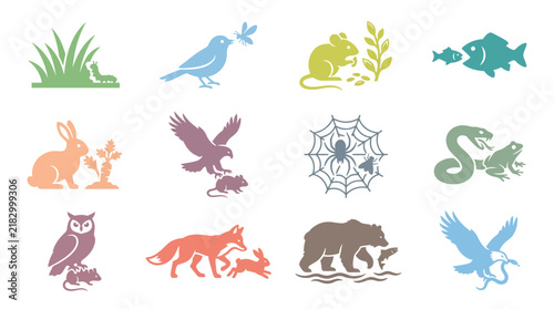 Collection of various wild animals icons.