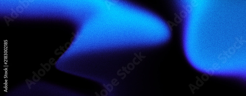 Soft fluid blue luminous organic blobs and rounded shapes with vivid grain texture fading into solid black background