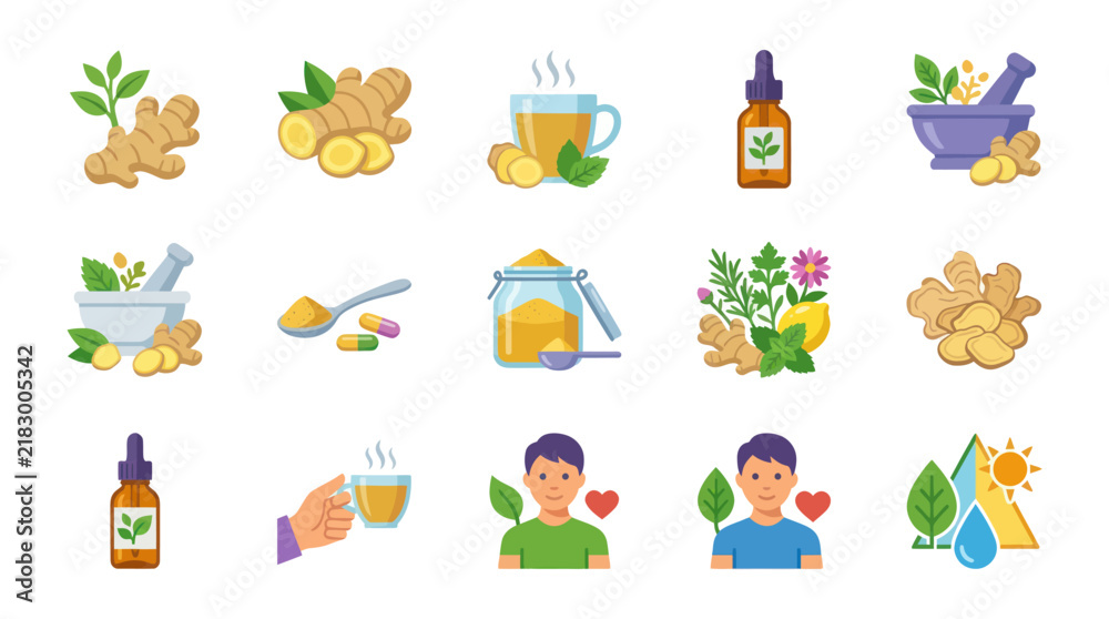 Naklejka premium Ginger Root and Herbal Remedies for Health and Wellness.