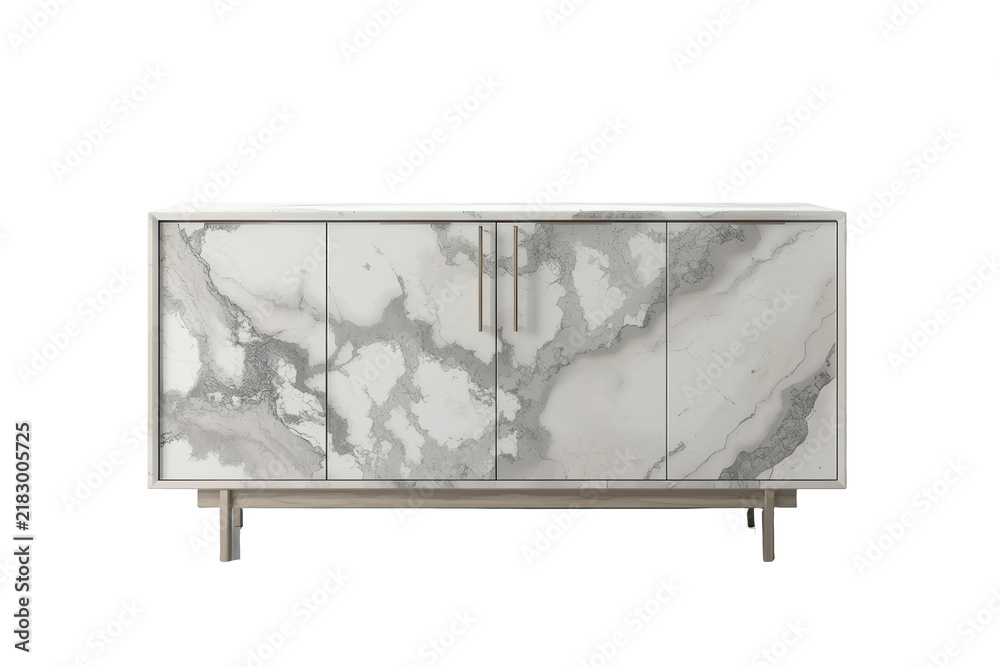 Obraz premium Modern White Marble Media Console Cabinet