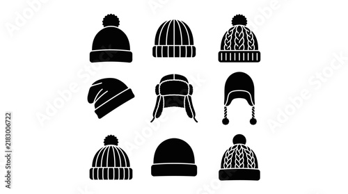 Collection of various knit winter hats.