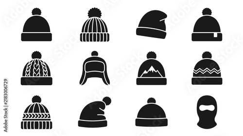 Collection of various winter hats.