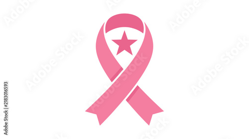 Bild auf Leinwand Gray awareness ribbon with star symbol for support and hope Vector