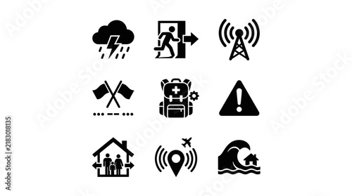 Warning signs and symbols icons.