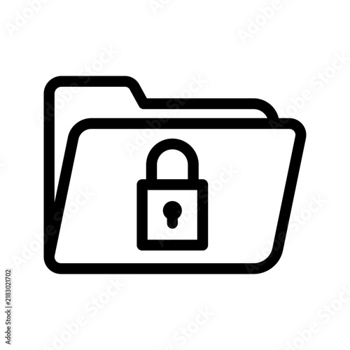 Locked folder line icon for data security