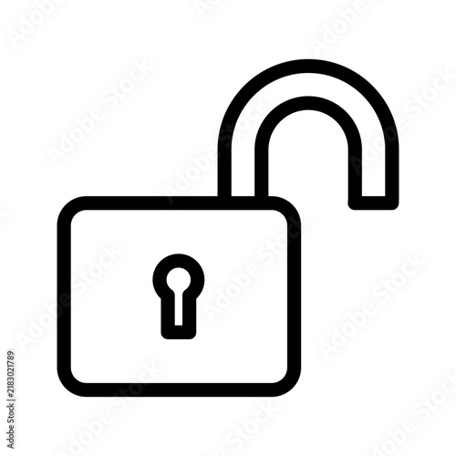 Open padlock icon representing security access and digital freedom