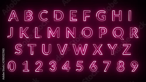 Alphabet A to Z Text Animation on Transparent Background, Neon Glowing Fire Letter Sign from A to Z with Alpha Channel.