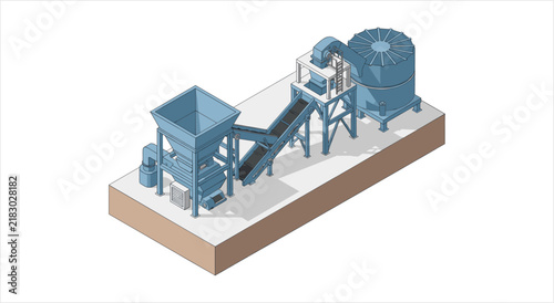 Industrial Processing Plant Equipment Illustration.