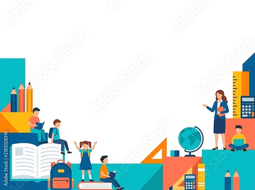 Business Presentation Background With People, Stationery and Office Objects, Clean White Space for Professional Slides and Marketing Designs