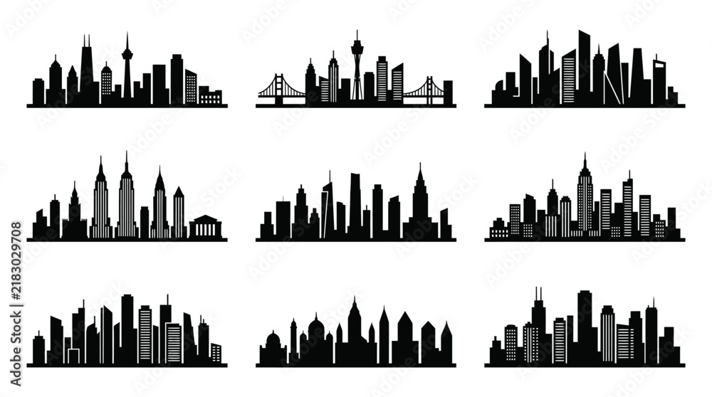 Obraz premium City skylines with various buildings.