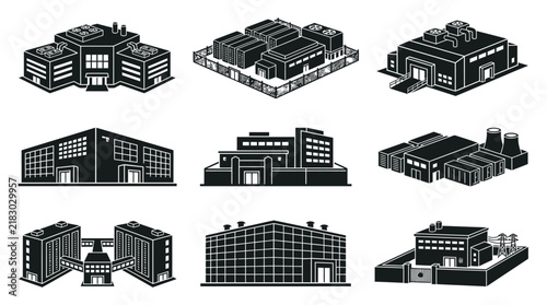 Collection of modern office buildings.