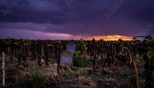 Dramatic sunset over a barren landscape.