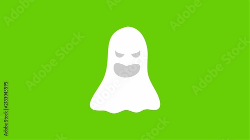 White ghost animation with a green screen for footage.